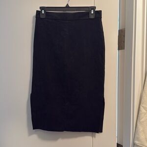 Wilfred Vegan Black Suede Midi Skirt